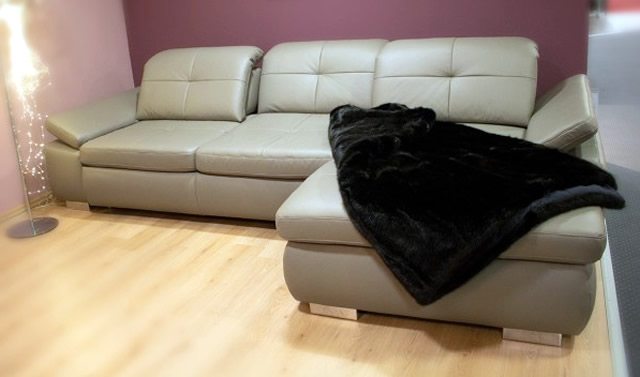 Ecksofa Leder grau